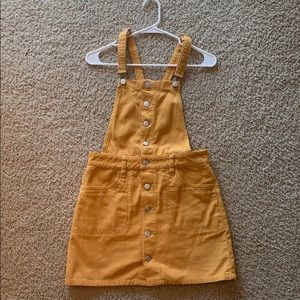 Yellow Corduroy Overall Dress